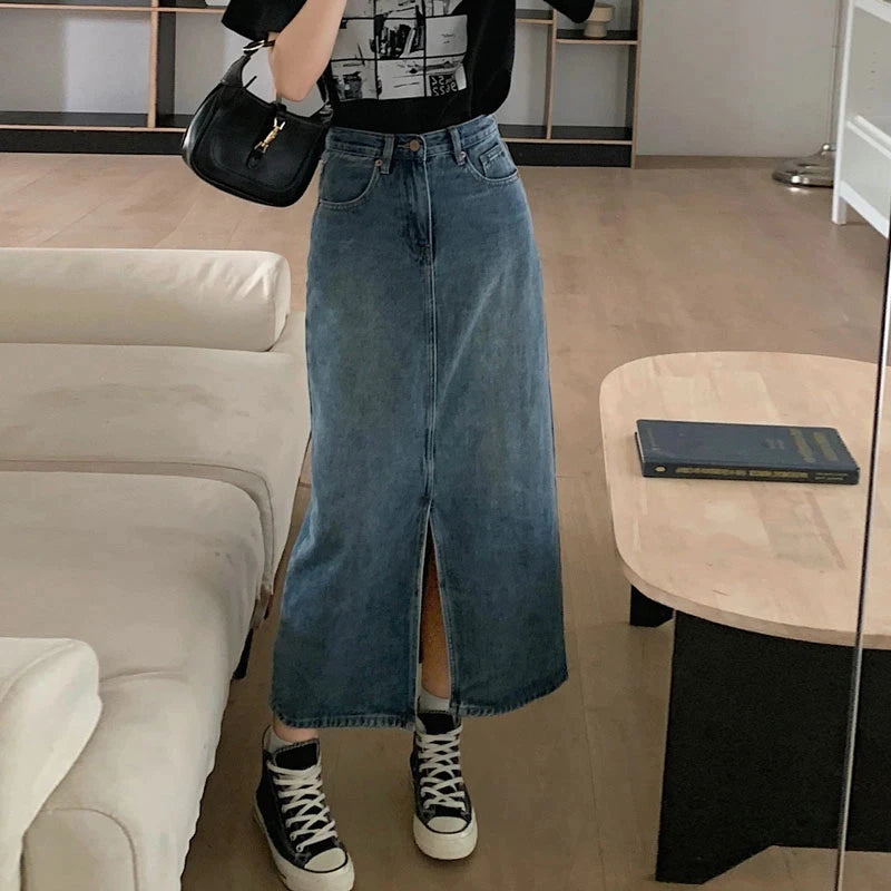 Metro Edge Denim Skirt