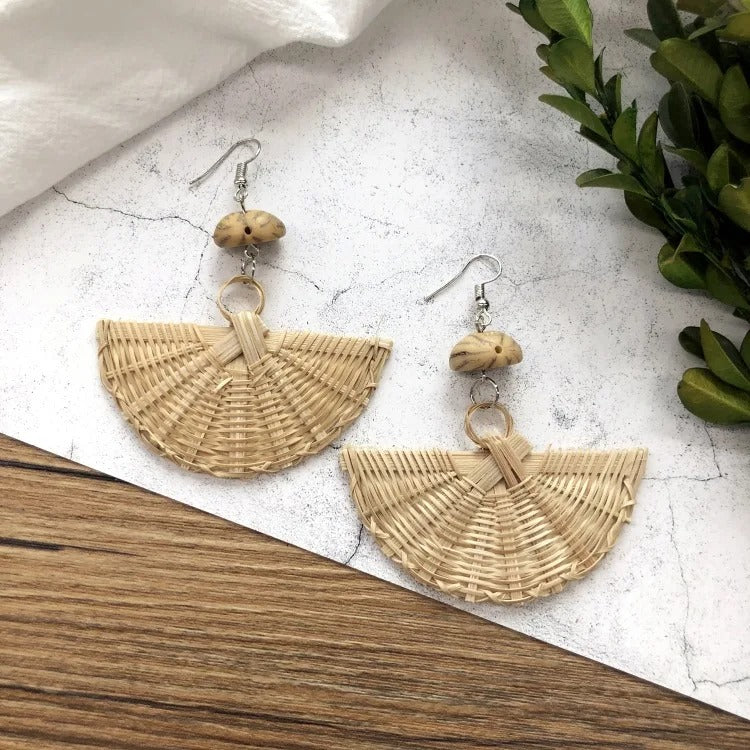 Jungle Oasis Rattan Earrings